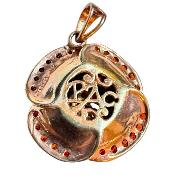 Rose Gold Over Sterling Garnet Rose Pendant - Picture 9 of 11